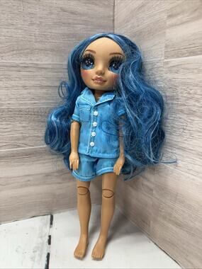 Rainbow High Jr High PJ Party Skyler Blue 9'' Posable Doll with PJs